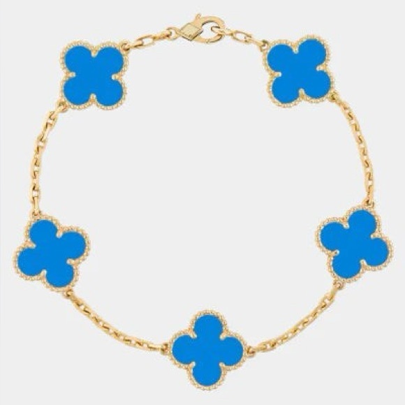 Light Blue & Gold Clover Bracelet - Picture 1 of 2